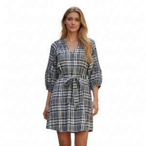 Loft Black Gray and White Boho Dress sz S
